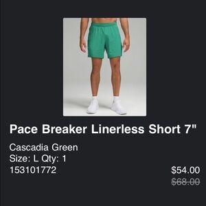 lululemon athletica Pace Breaker Linerless Short 7" in Green